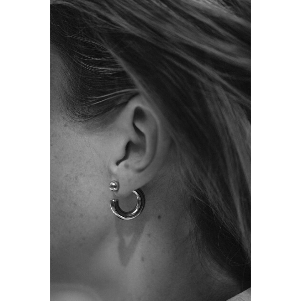 Bandhu Hoop Dot Earrings - Silver