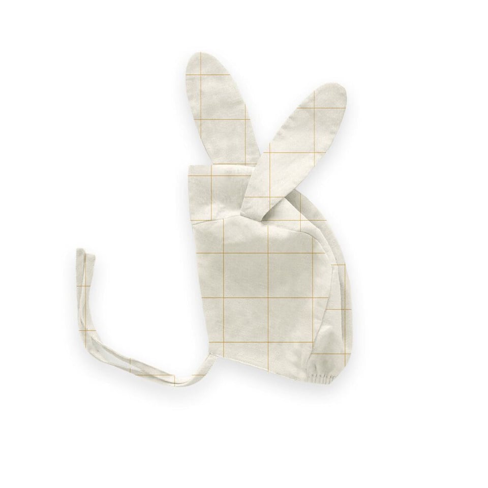 Bunny Hat - Gardenia/Checks