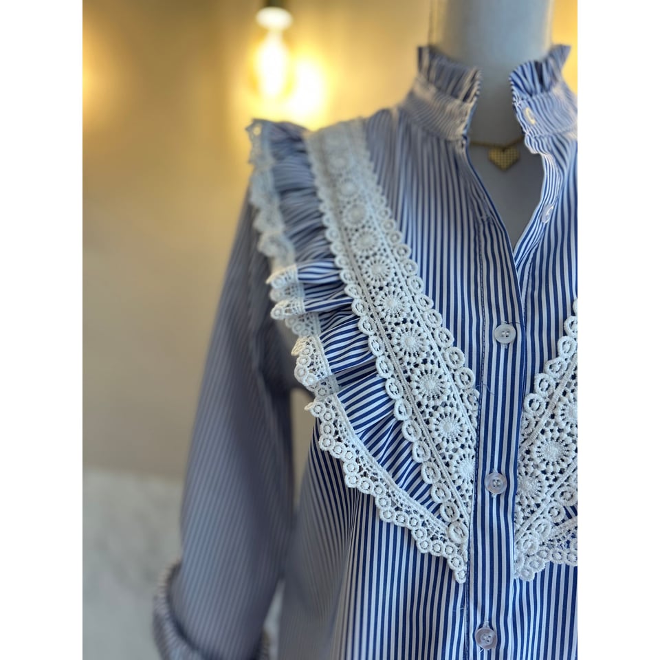 Blousje tailored - Lace blue - Onesize
