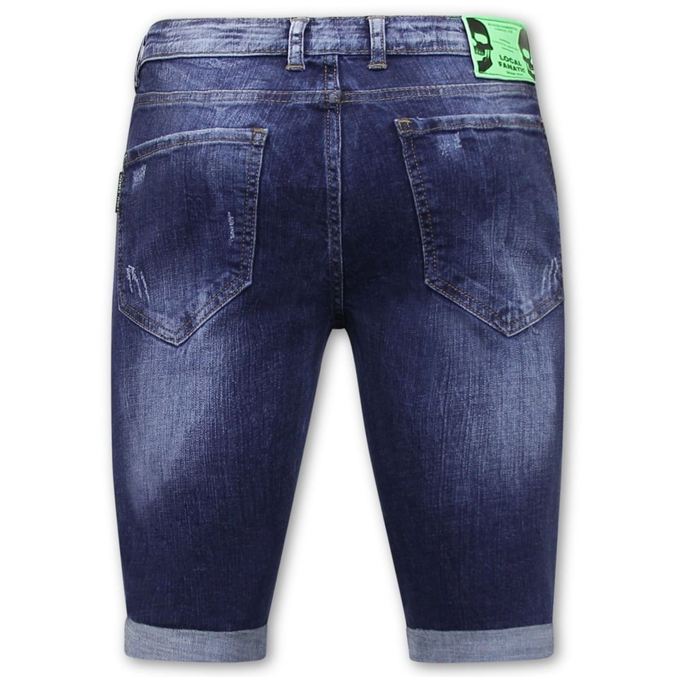 Exclusieve Korte Heren Broek Met Verfspatten - 1017 - Blauw