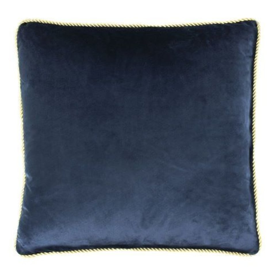 Sierkussen Navy Met Gouden Bies Fluweel 45x45cm