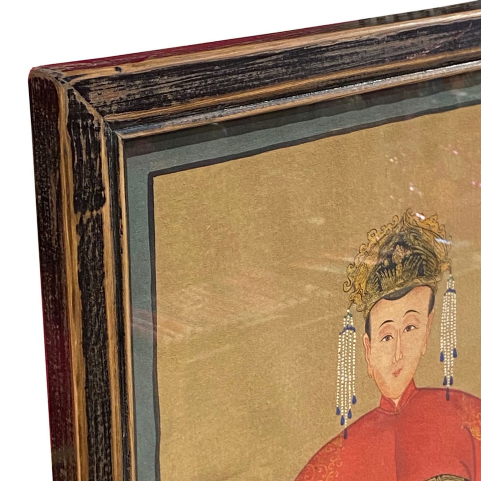 Schilderij Chinese Voorouder Kroon Rood Multi 56x91cm Ingelijst