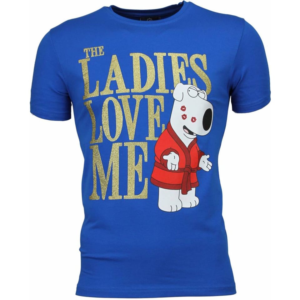 T-Shirt - The Ladies Love Me Print - Blauw