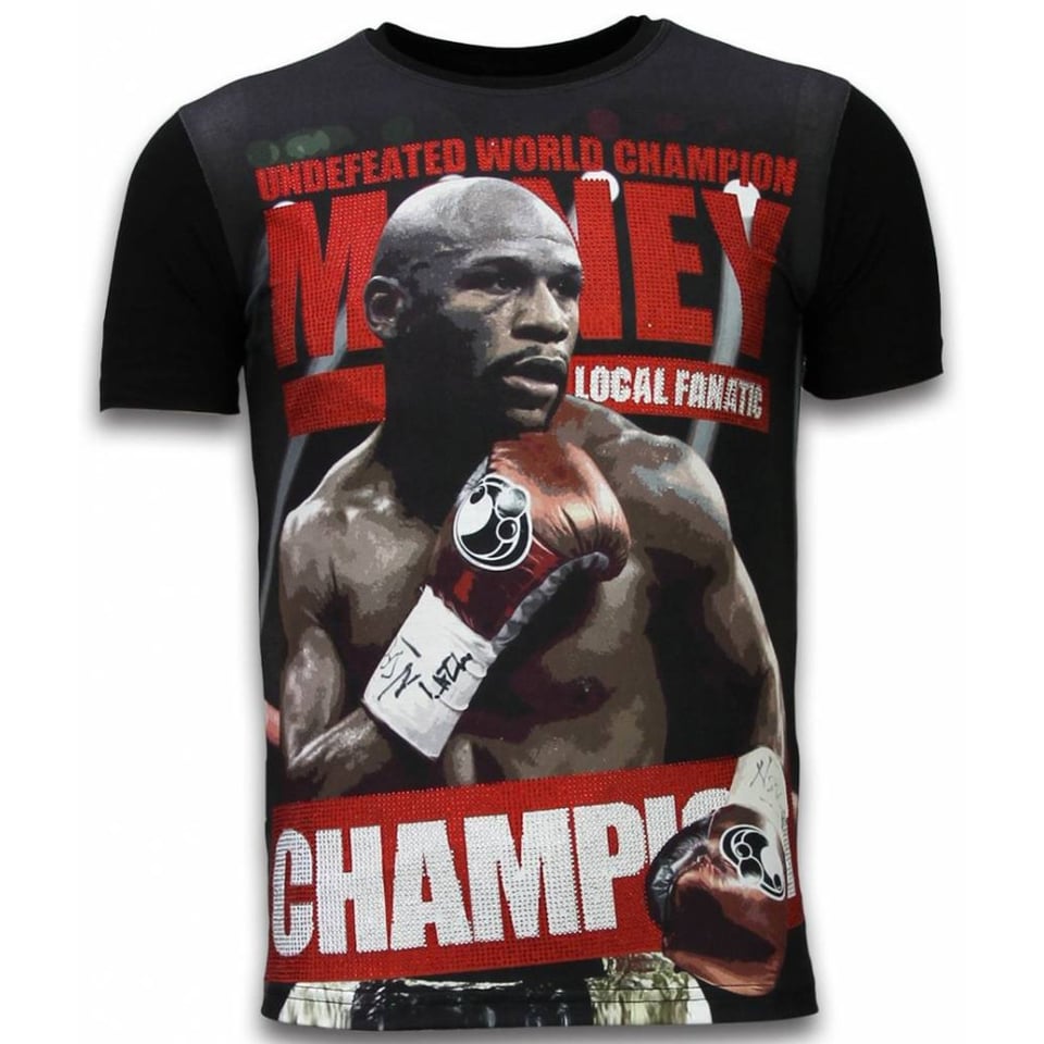 Money Champion - Digital Rhinestone T-Shirt - Zwart