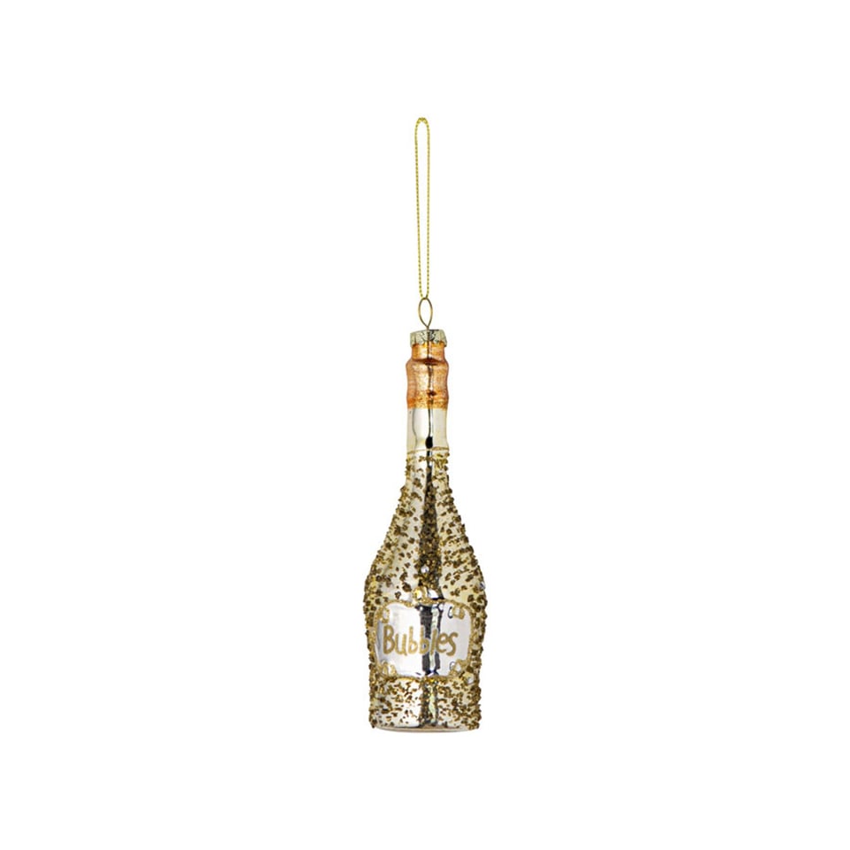 Champagne Fles - Kerst Ornament Glas