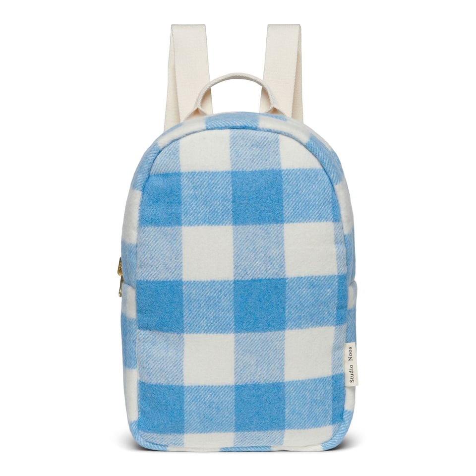 Blue Checked Mini Backpack