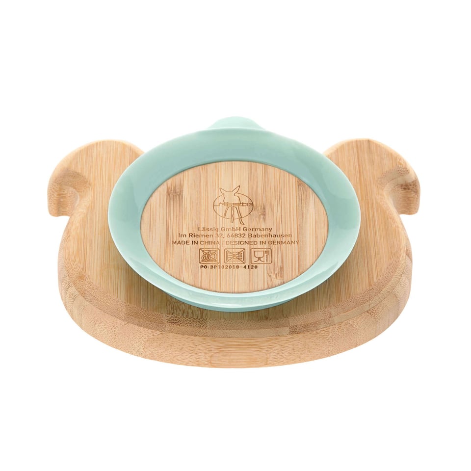 LÄSSIG Kids Plate Bamboowood with Suction Pad 