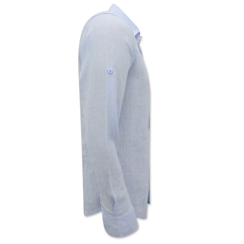 Linnen Overhemd Heren - Regular Fit - Casual Blanco - Licht Blauw