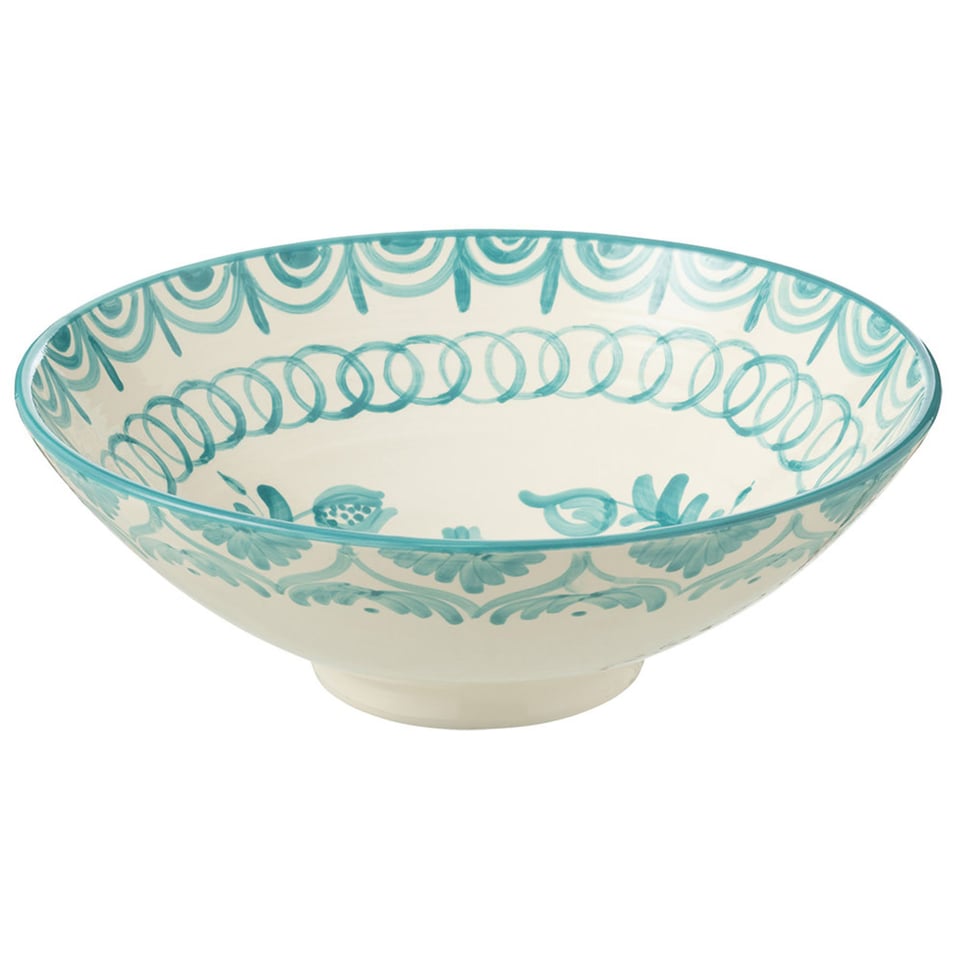Fruit & Pasta Schaal Lebril Aqua-Wit Keramiek 40x15cm Geglazuurd