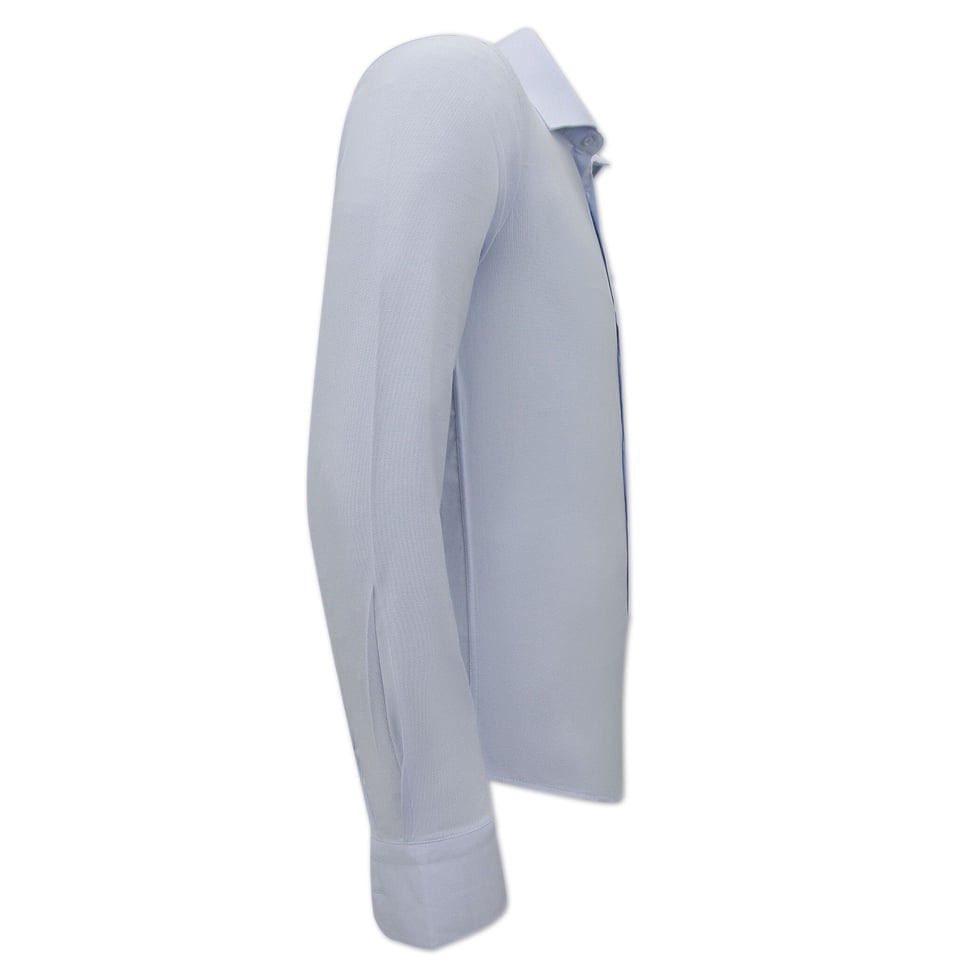 Zakelijke Nette Oxford Shirts Heren - Slim Fit Stretch - Licht Blauw