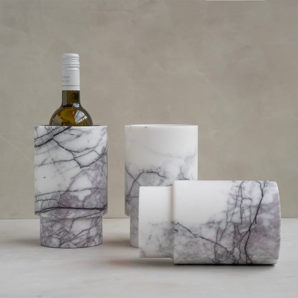 Kiwano Concept - Marmeren Wijnkoeler - Wit, Lila