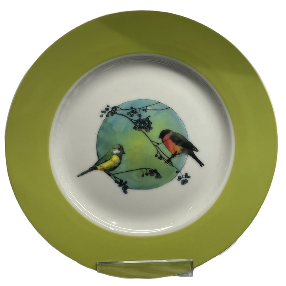 Bord Vogels Met Groene Rand
