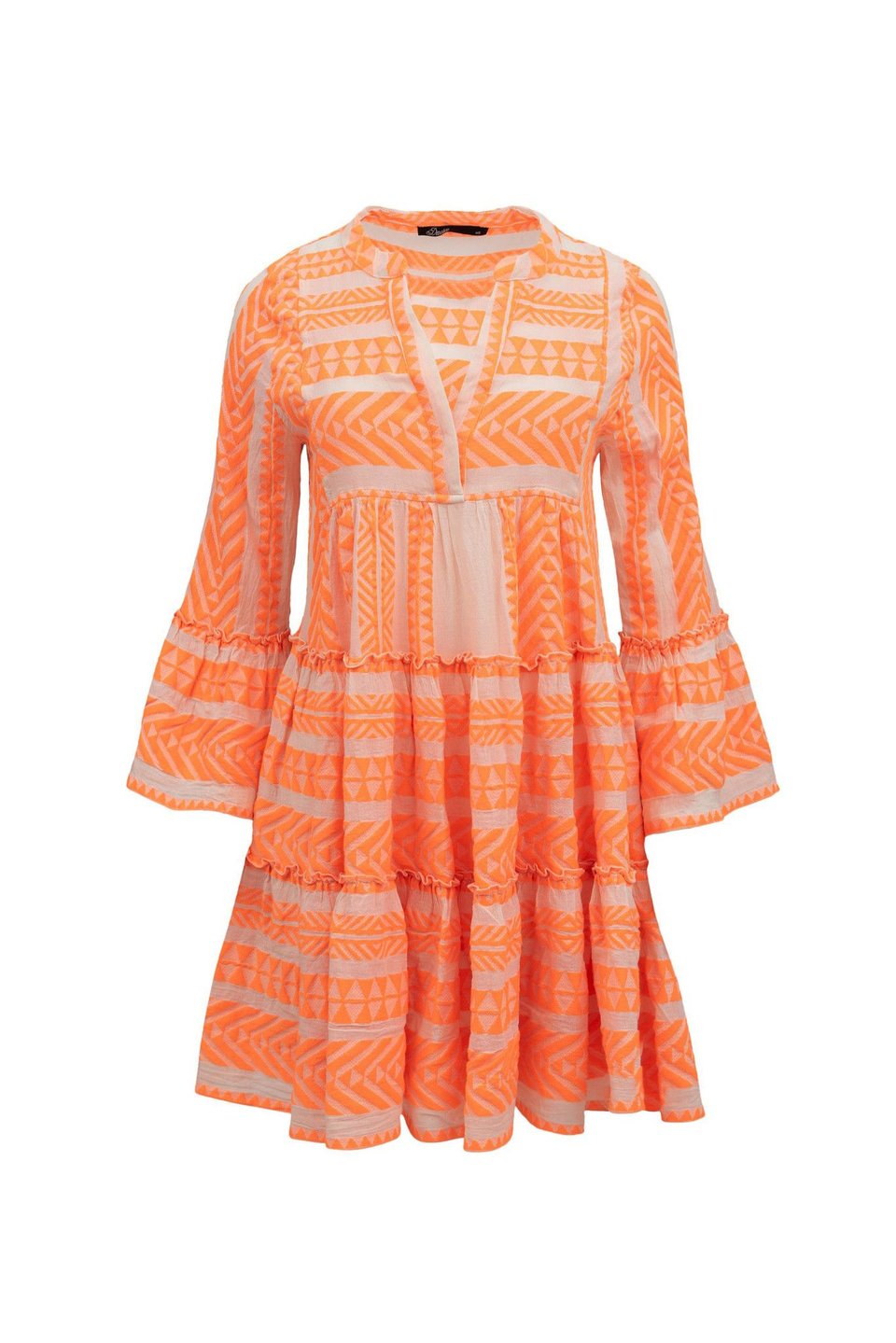Devotion Short Dress Neon Ella - Off White / Neon Orange