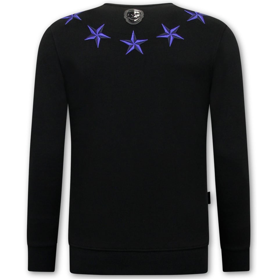 Heren Sweater - Royal Stars - Zwart / Blauw