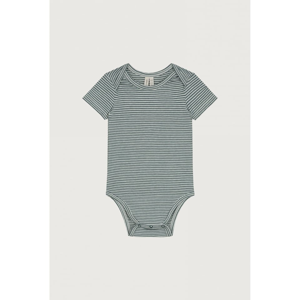 Gray Label Baby Shortsleeve Onesie Blue Grey - Cream