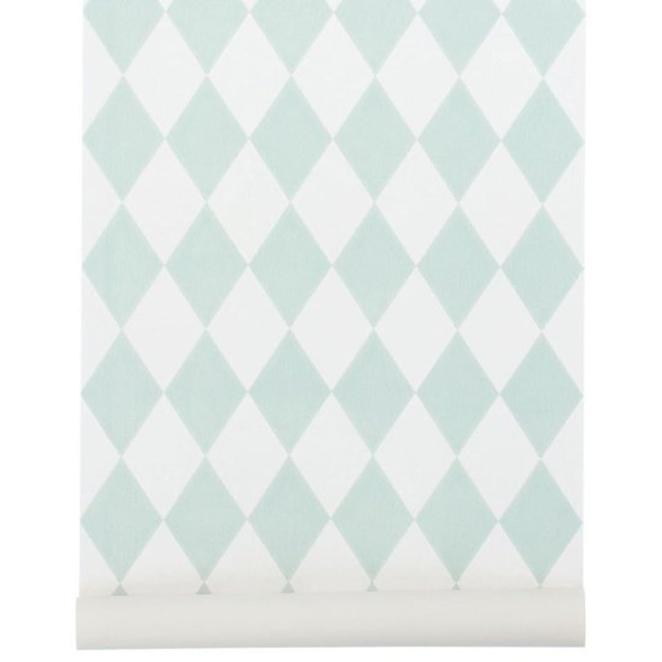 Ferm Living Behang Harlequin Mint Blauw