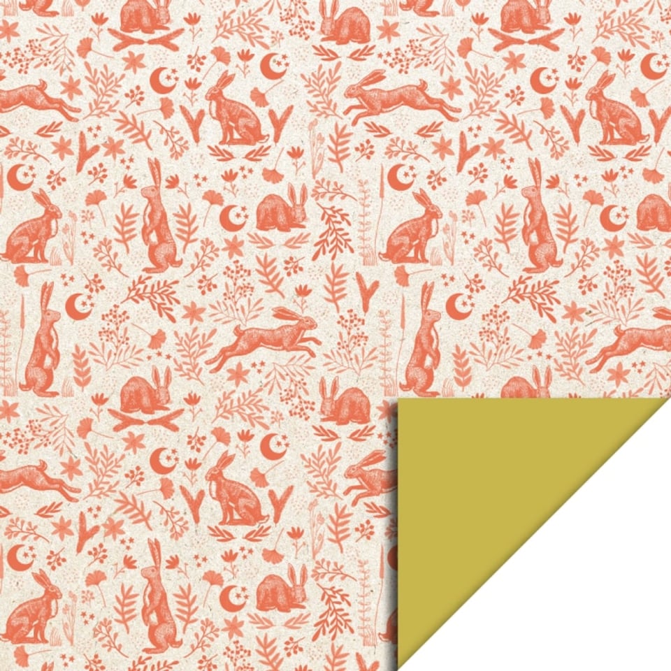 Rol Inpakpapier Hare Nature Coral Red - Yellow