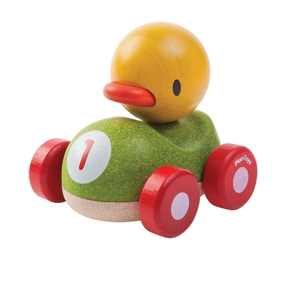 Plan Toys Grijpfiguur Duck Racer 1+