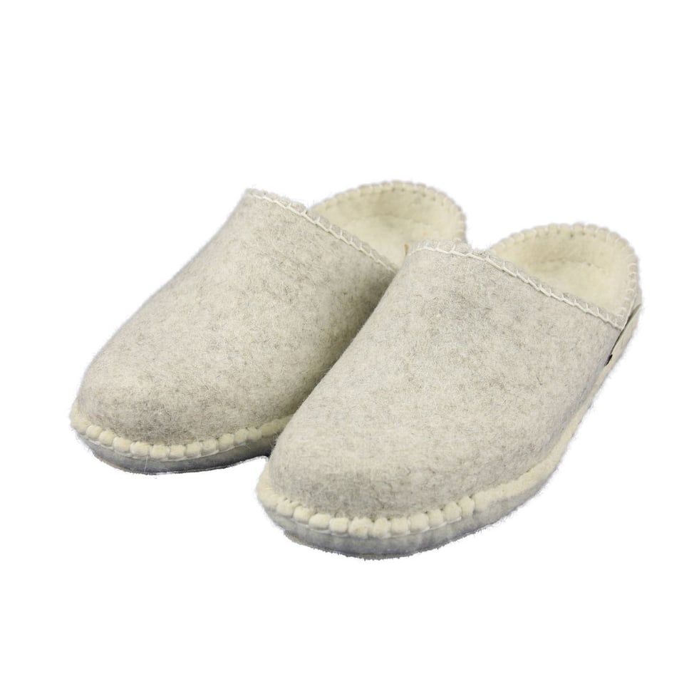 Vilten Slippers Met Suède Zool Lichtgrijs