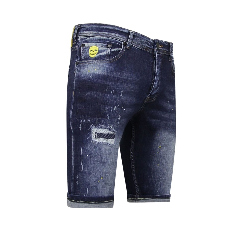 Korte Heren Broek Met Verfspatten - 1051 - Blauw