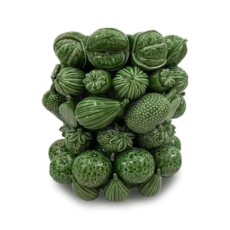 Vaas Tropisch Fruit & Vijgen Groen Keramiek 22x29cm