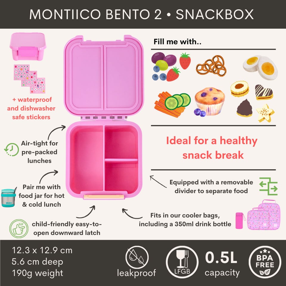 Montii Bento 2 Snackbox Floss / Friends Forever - Roze