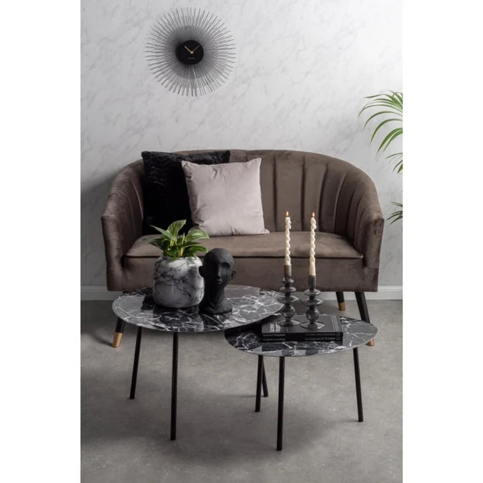 Leitmotiv Ovoid Side Table Marble Look Black