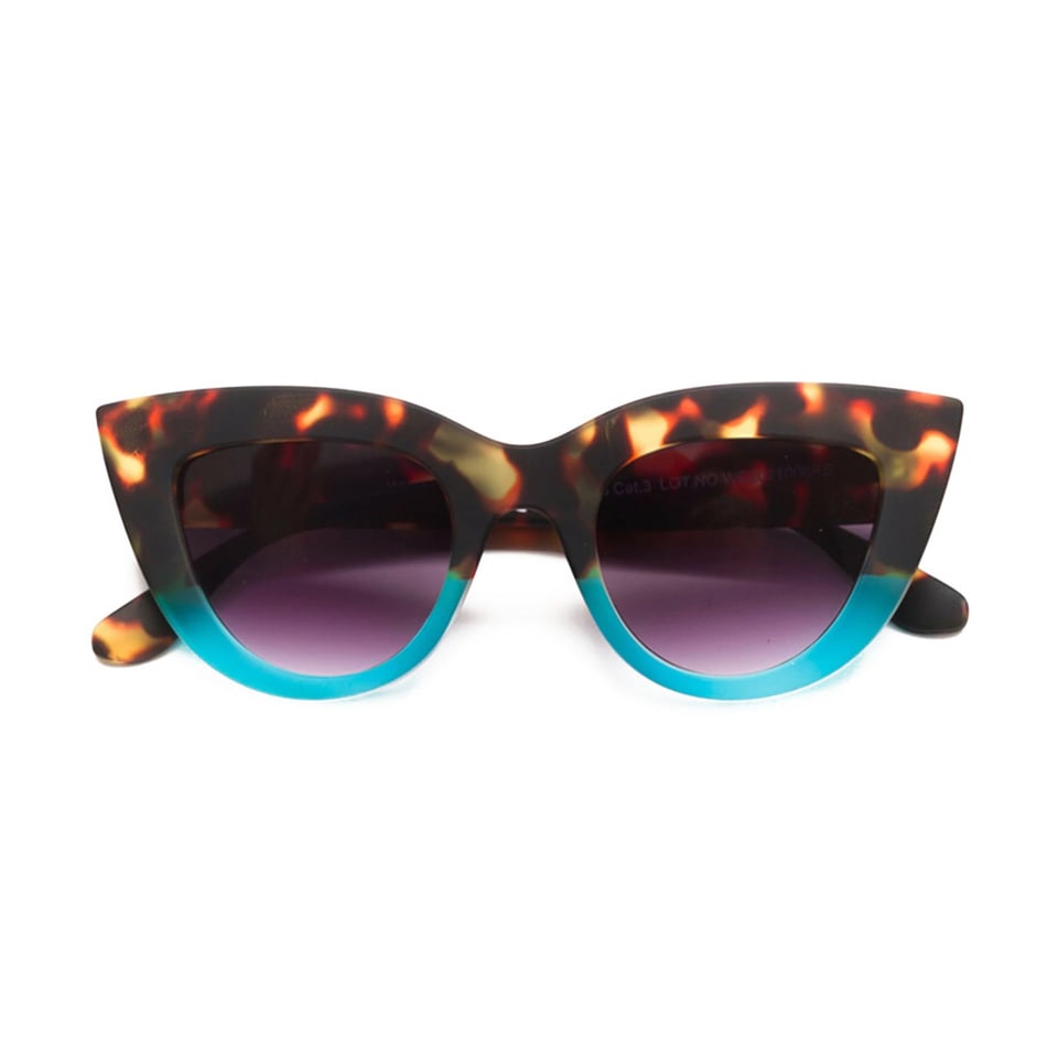 Zonnebril CLAUDIA Big Cat-Eye Havana Blue OK013-HB - Kleur: Blue - Artikelnummer: OK013-HB