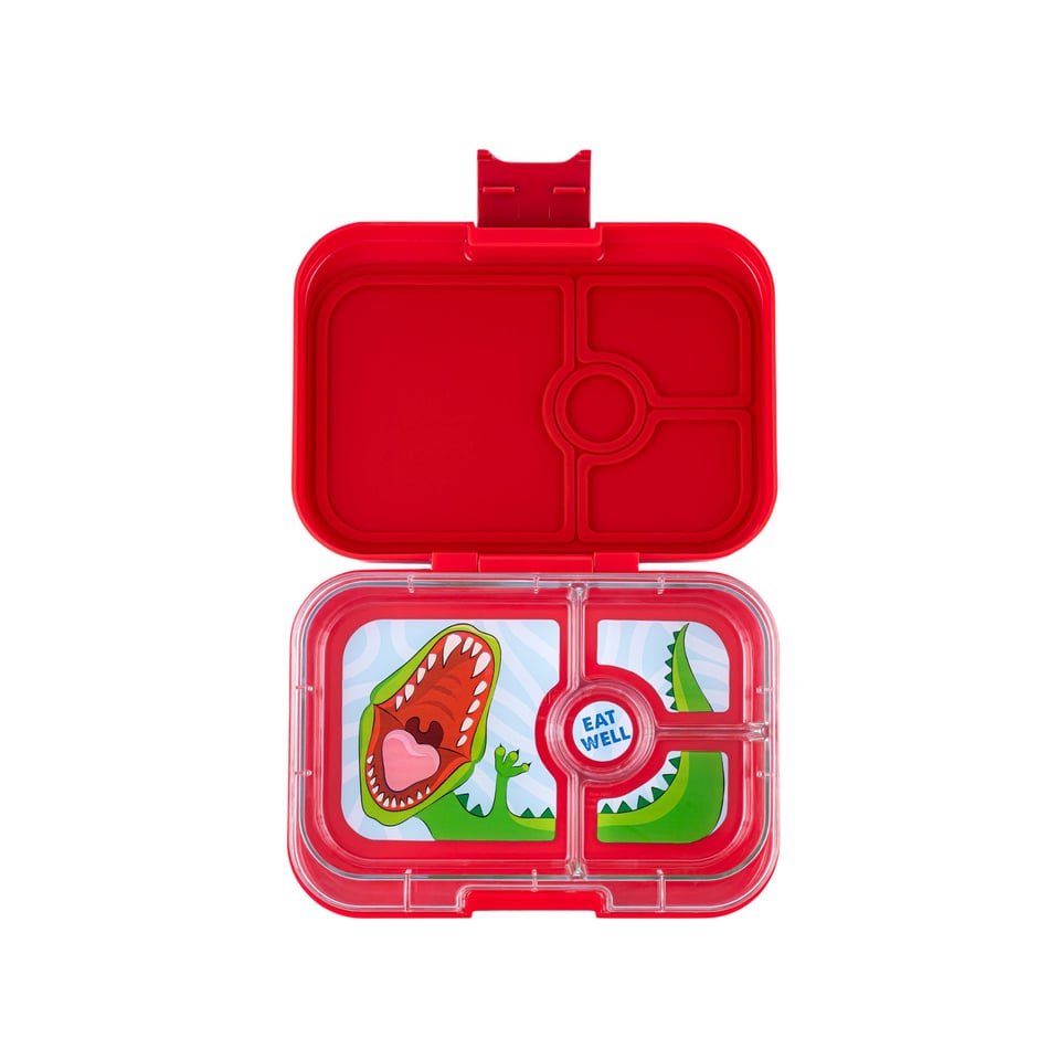 Yumbox Panino 4 Vakken Wow Red / Dinosaur Tray - Rood