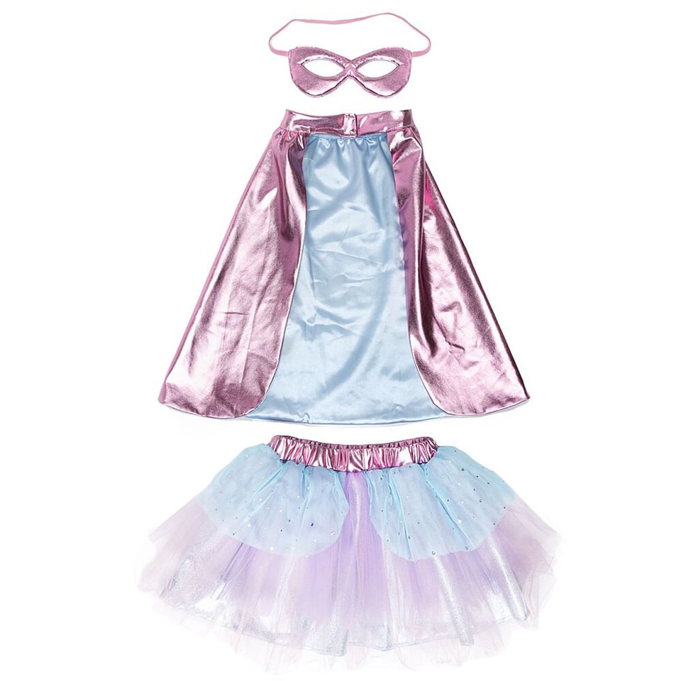 Super Duper Tutu, Cape & Mask - Metallic Pink/light Blue (4-6 Jr)