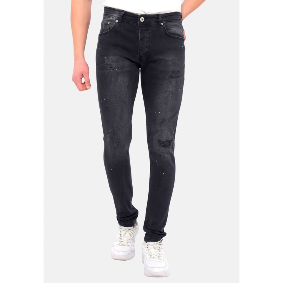 Ripped Heren Jeans Versleten Slim Fit -DC-050- Zwart