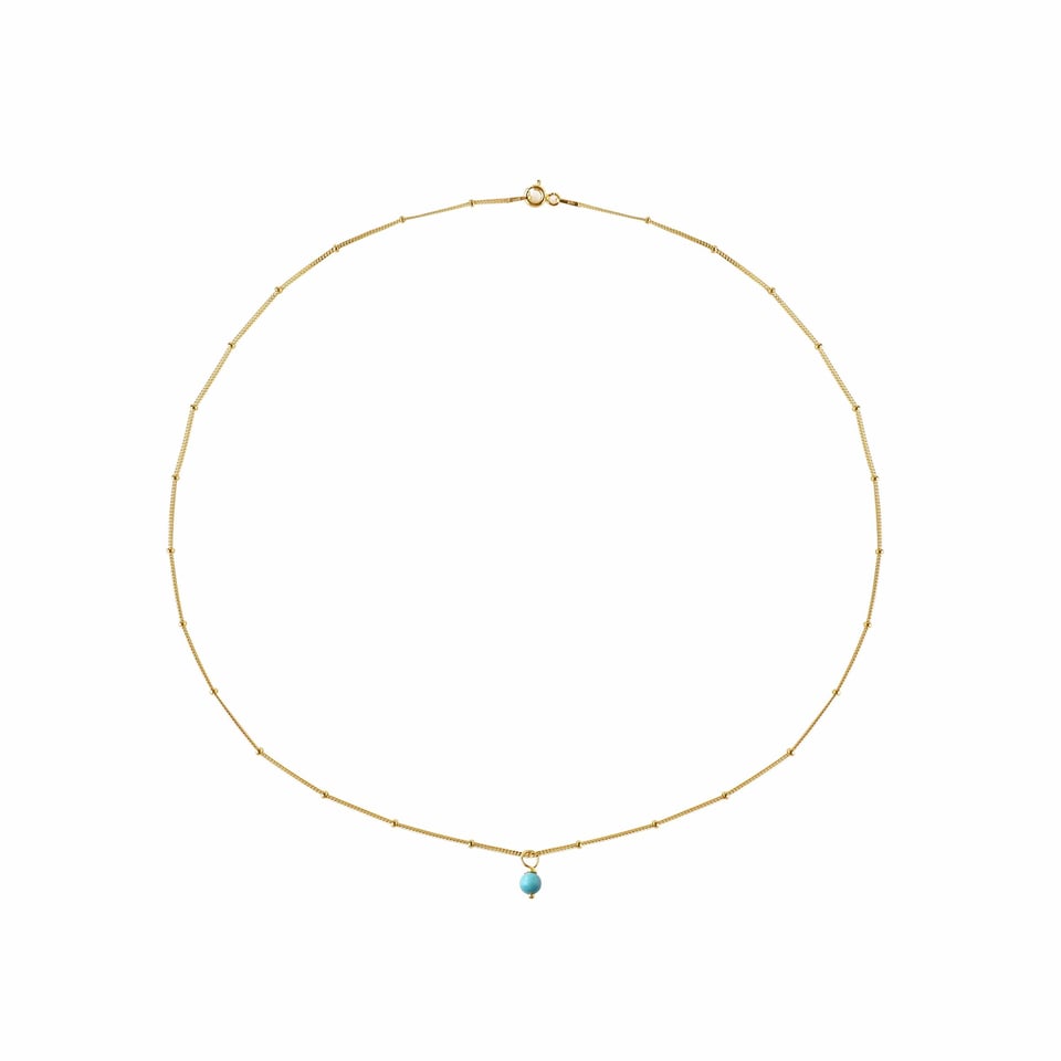Gold Plated Necklace Turquoise Pendant