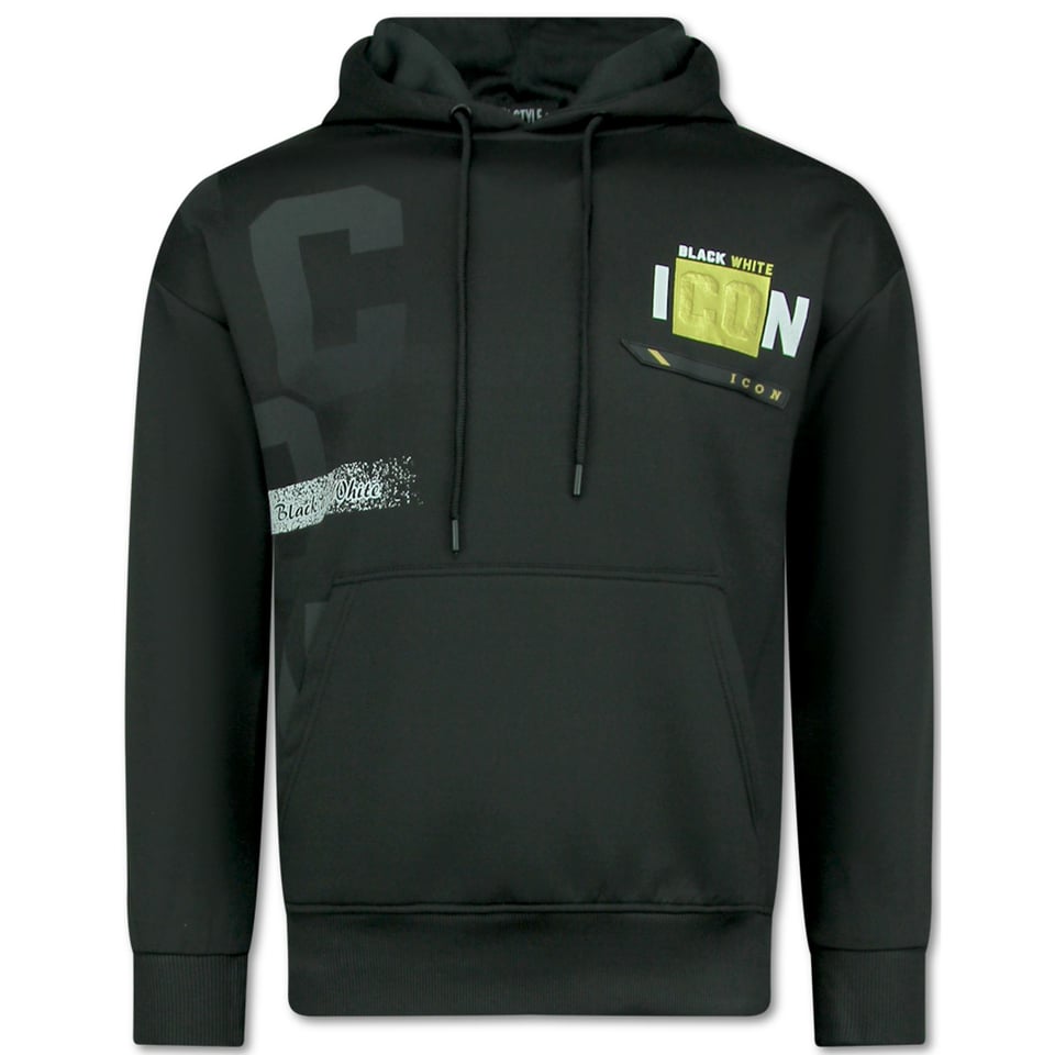 ICON Hoodie Gouden Print - Joggingpak Heren Volwassenen - Trainingspakken Heren - 3789 - Zwart