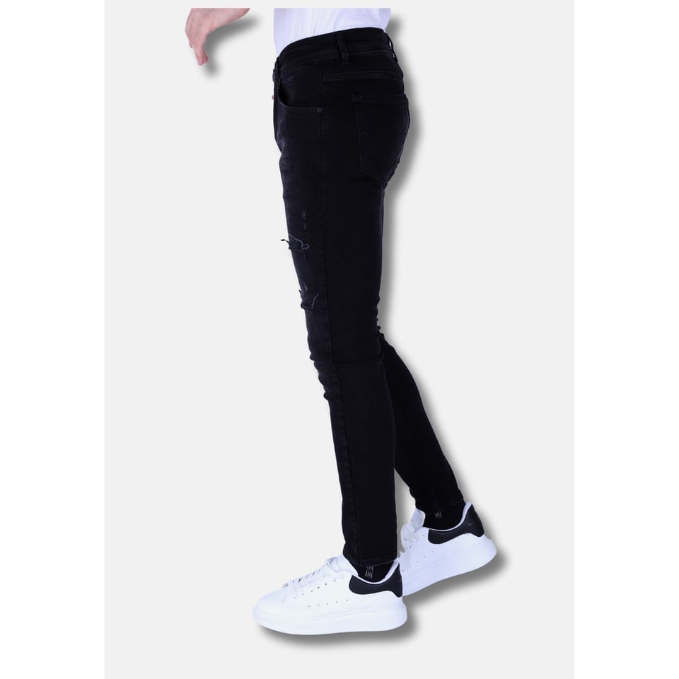 Slim-Fit Mannen Jeans Met Stretch Met Gaten - 1106 - Zwart