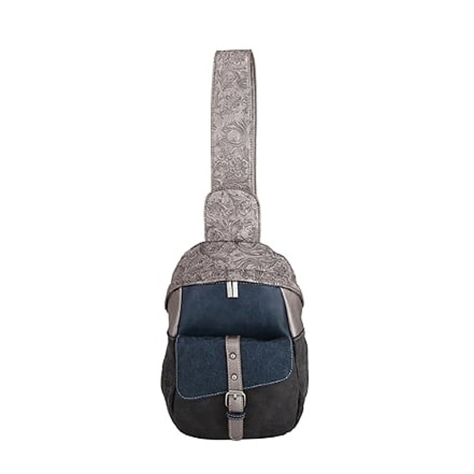 Noi Noi Crossbody Tas Olive Zilver Donkerblauw