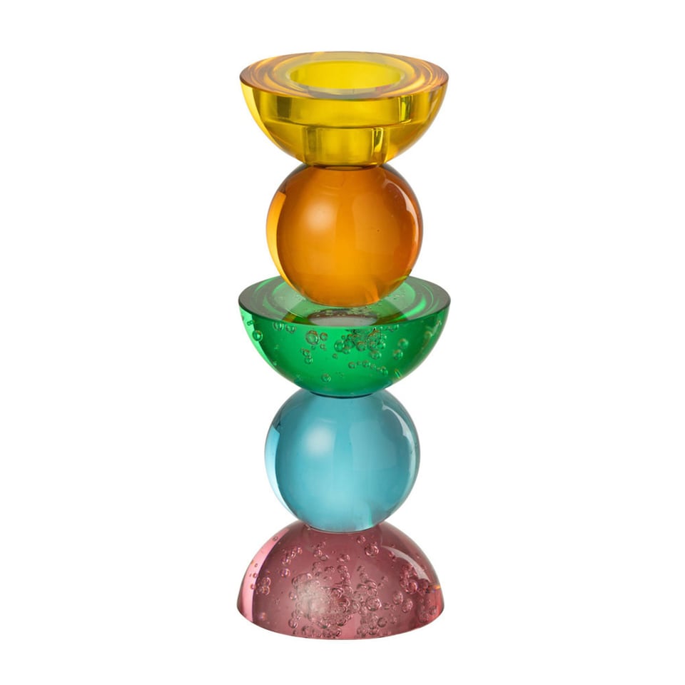 Kandelaar Votief Multicolor Glas 8x21cm in 2 Variaties