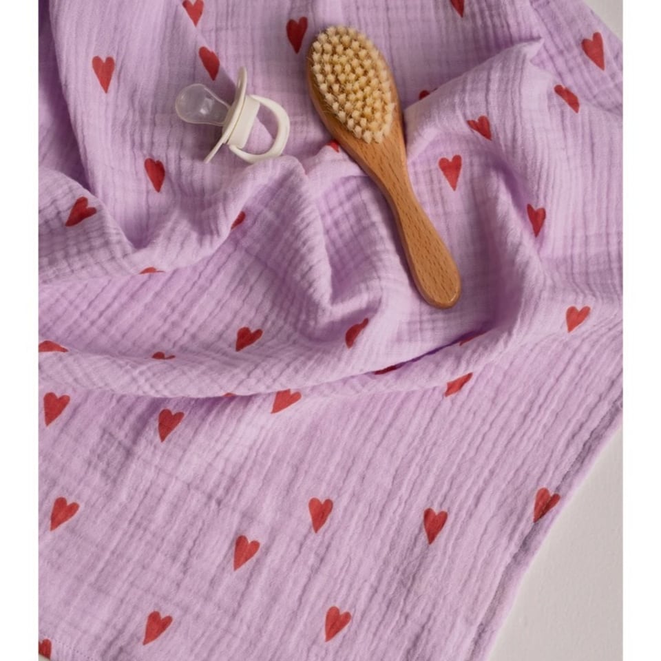 Studio Noos Lilac Hearts Swaddle 120x120 Cm