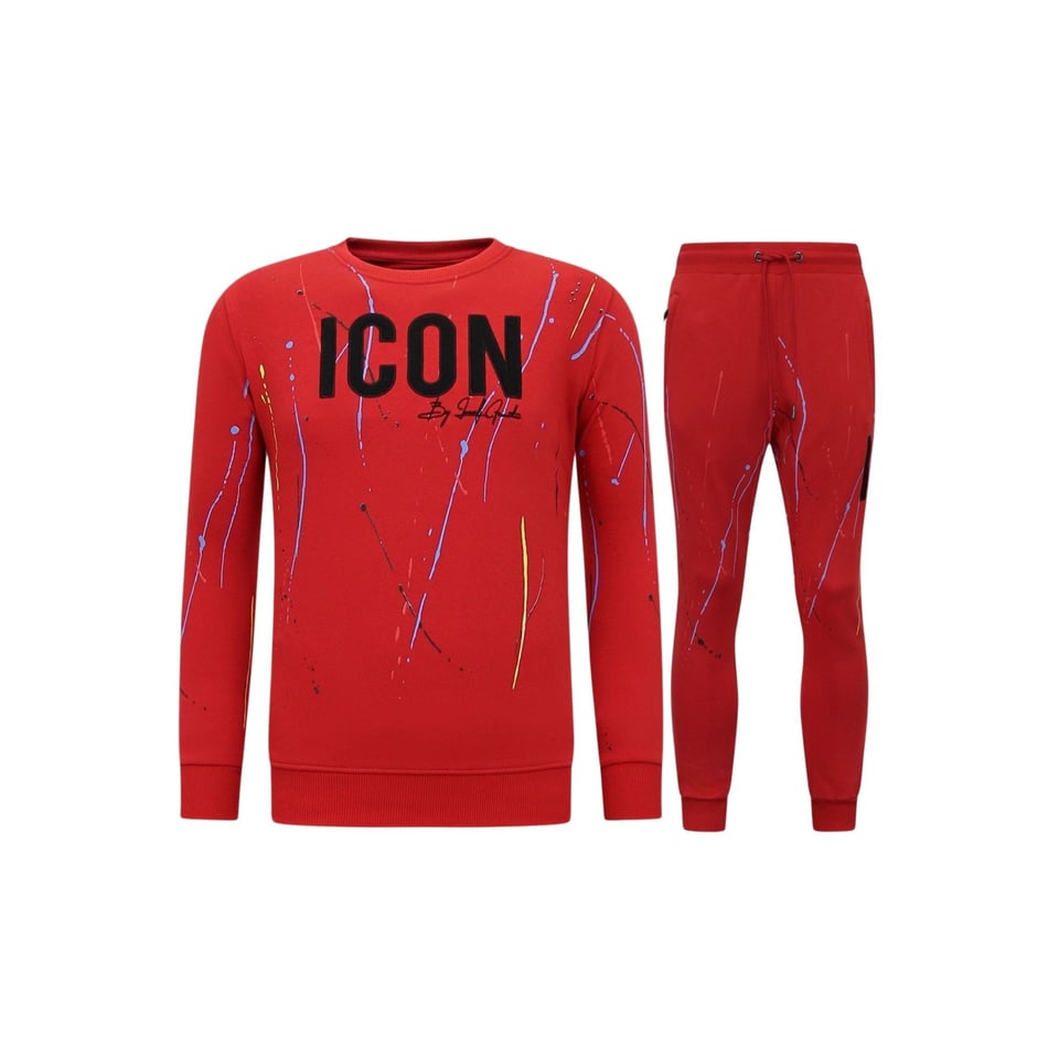 Exclusieve Mannen Joggingspak - ICON Painted - Rood