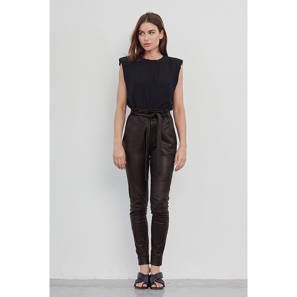 DNA Ann Leather Pant - New Chocolate