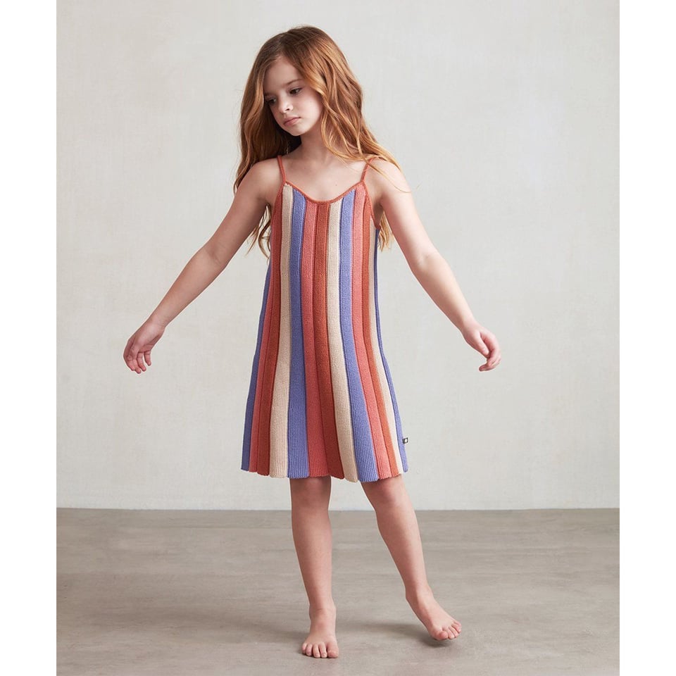 Pleated Dress - Sky Blue/Stripes