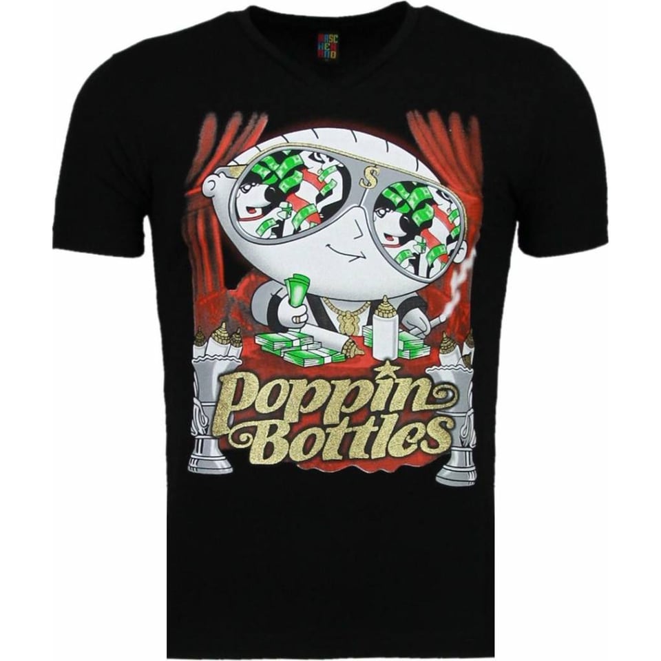 Poppin Stewie - T-Shirt - Zwart