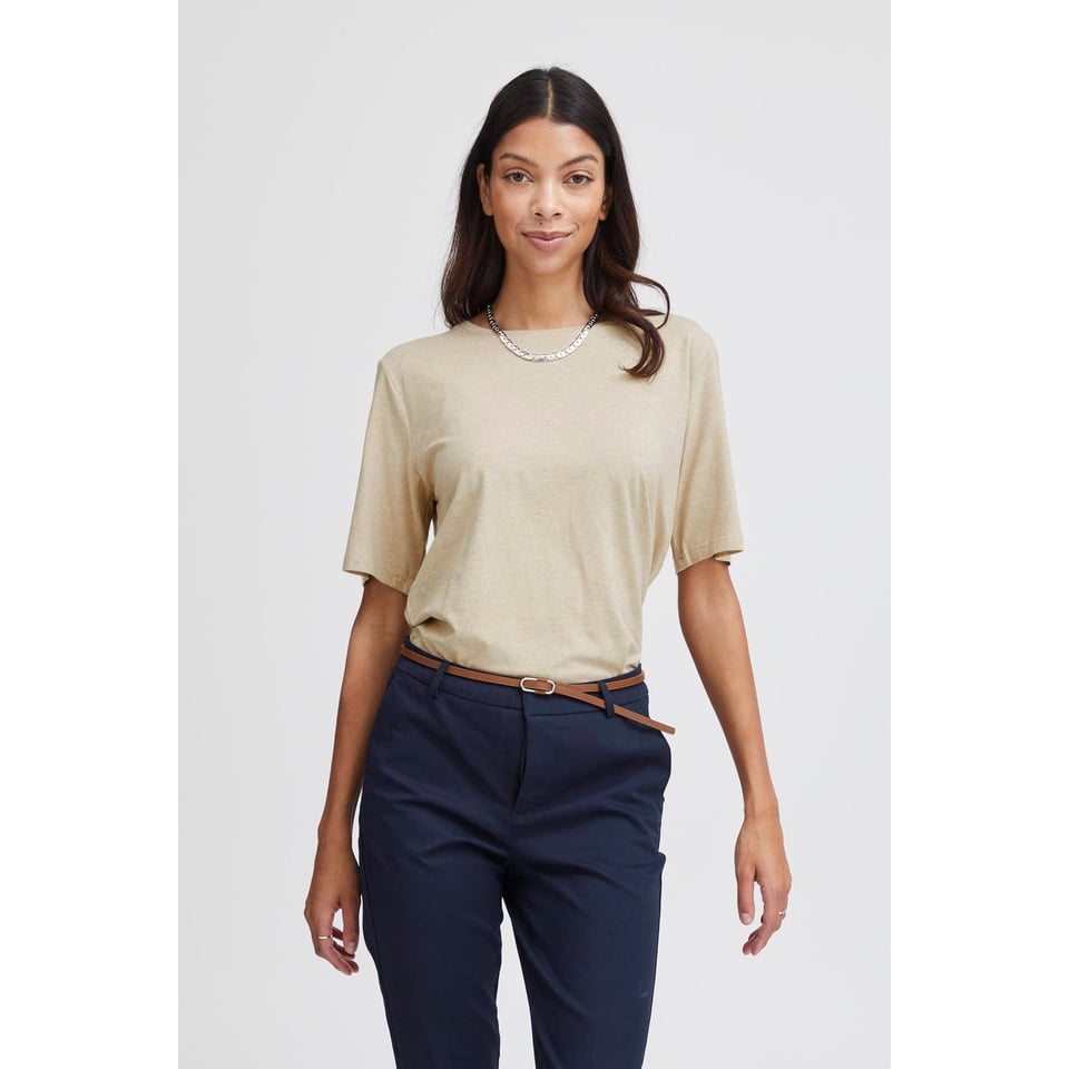 Modal Cotton Tee - Straight fit - Sand Melange