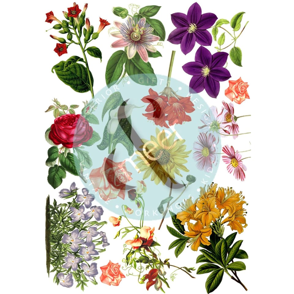 DIY Decal Sheets - Vintage Flowers 1