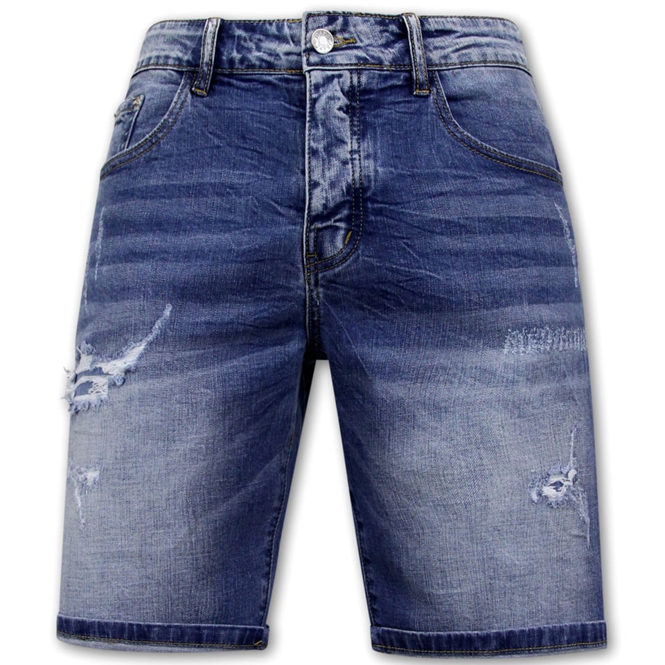 Stretch Korte Broek Heren - Denim Short - Blauw