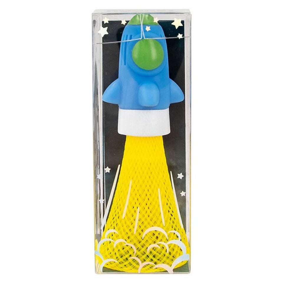 Space Fun Jumping Rocket Met LED-Lampje Geel