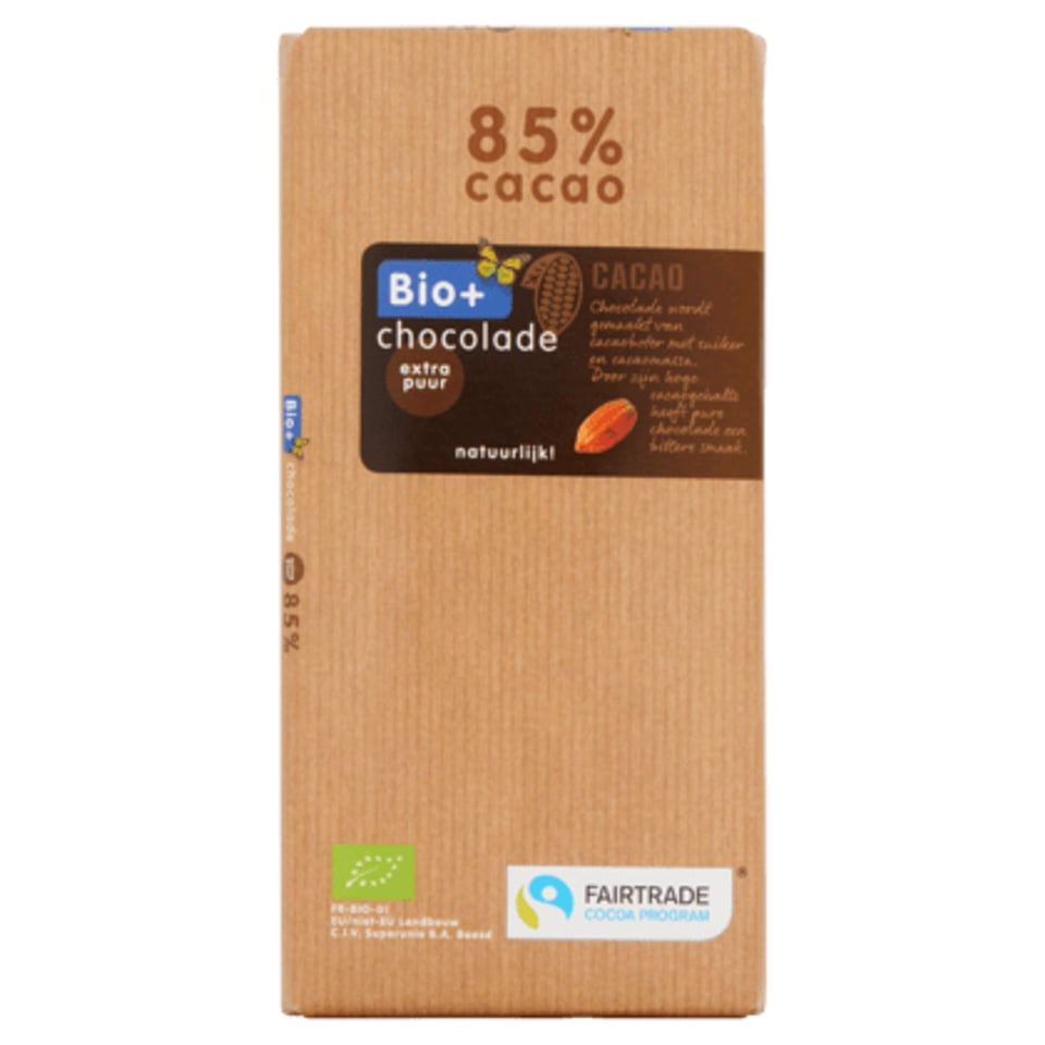 Bio+ Chocoladereep Puur 85% Fairtrade