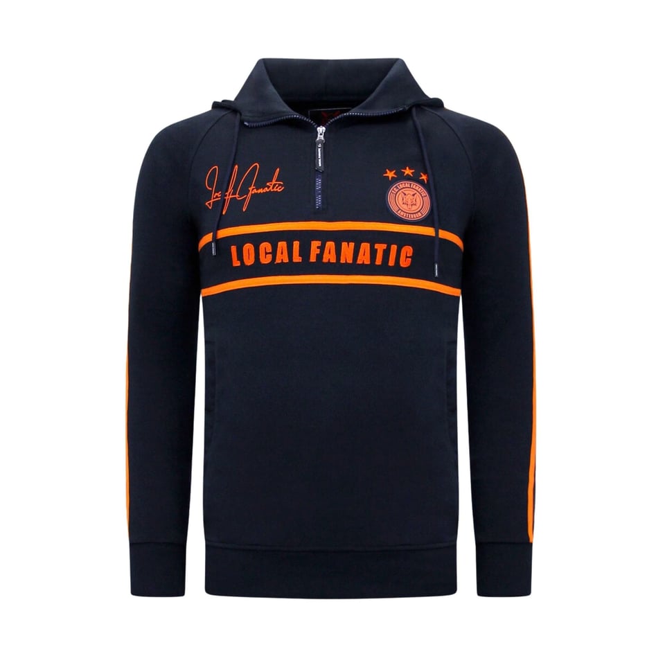 Heren Training Sweater - Double Line Signed - Blauw / Oranje