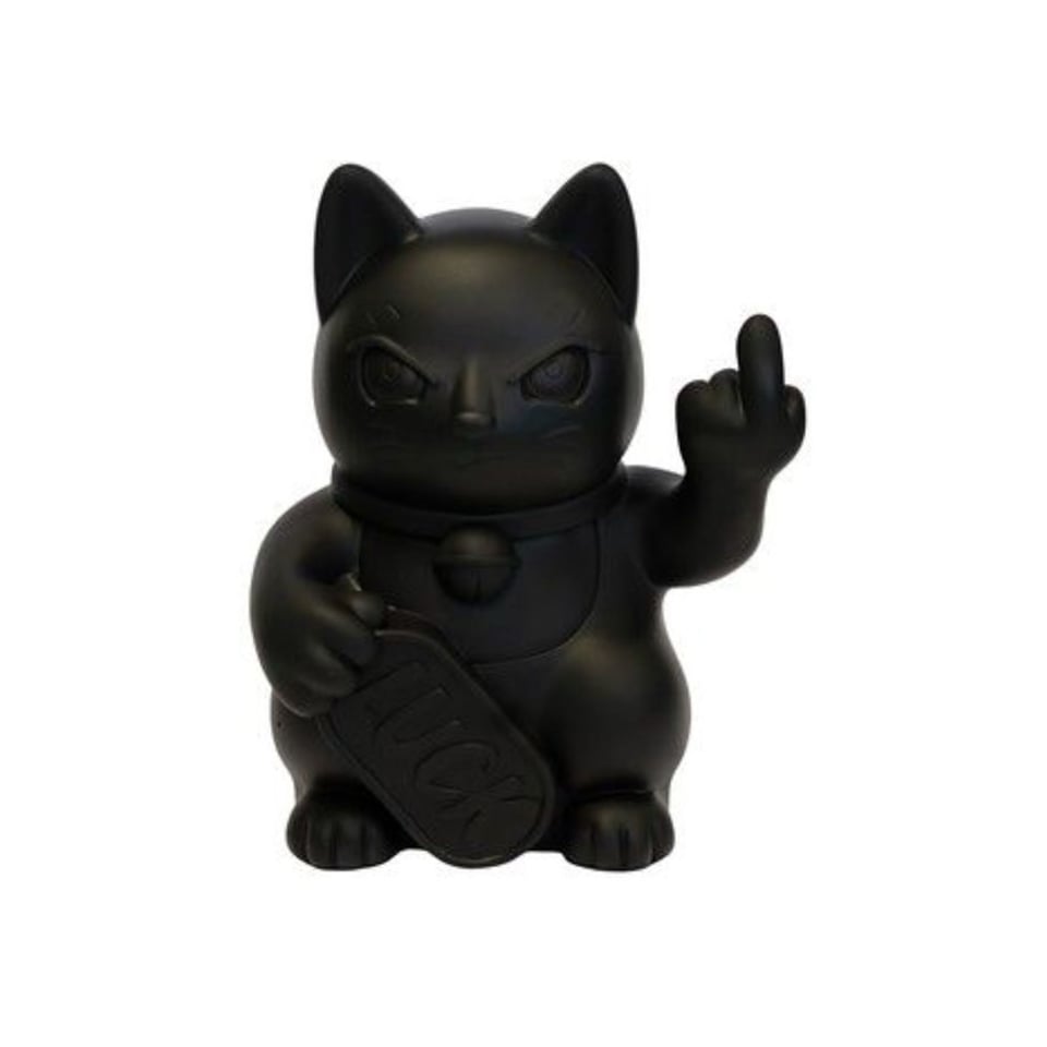 Beeldje Lucky Cat Fuck You Zwart 12x16cm