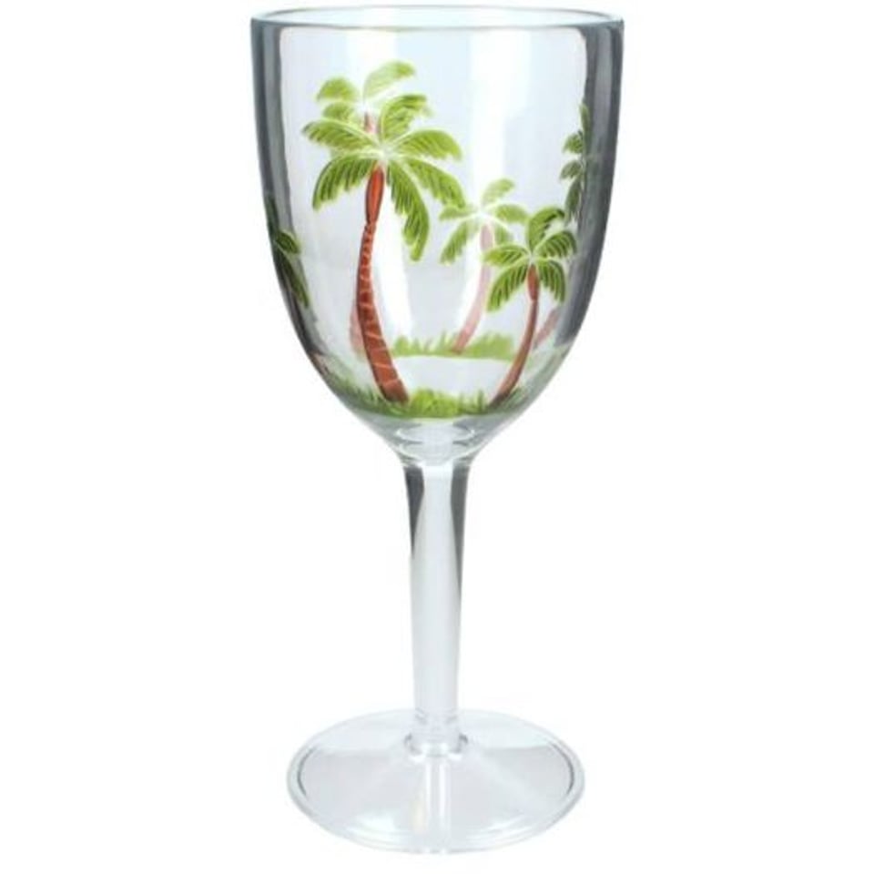 Wijnglas Palmboom Acryl Groen 9x9x20.5cm