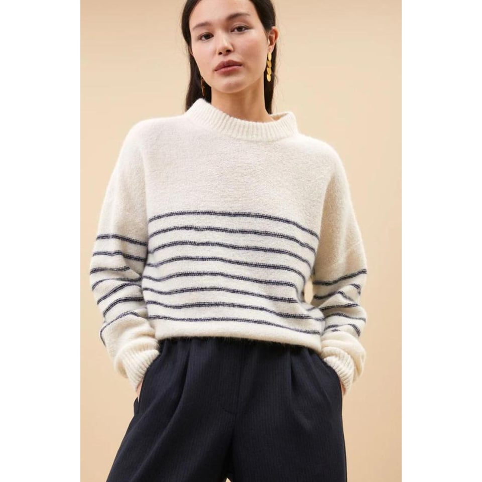 By-Bar Sonny Stripe Pullover Off White